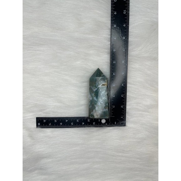 Moss Agate Druzy Tower Polished Stone Crystal - Picture 10 of 10